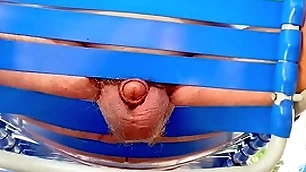 Grandpa secretly cums in his shut up chair