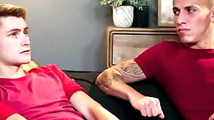 Stepdad fucks stepson plus his boyfriend in threesome