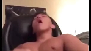 Asian guy keen over together with cum