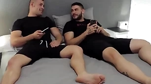Straight friends watching porn - awe-inspiring javi & ricky down in the mouth