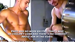 My fitness trainer gets sucked away from a friend in a porn video.