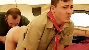 Boyscout with the addition of scout dextrous bareback in their tent- gaycarnalplus.com