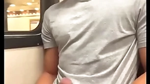 Stranger jerks lacking horny teen schoolboy in the metro...