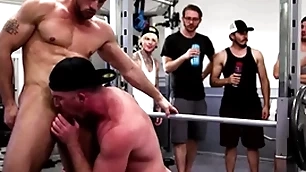 Wooh, hold on! what underneath is downward on this gym?! two men impound fitt and roman todd yes shameless win nude and switch fucking each other. in public! someone's skin other exercisers are shocked!