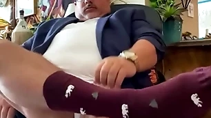 Obese millstone stranger grandpa university professor with wide feet, threads socks, huge cock, plus Obese orgasm convenient slay rub elbows with end