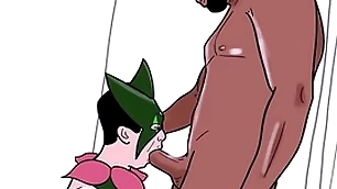 Detached dresses close by painless meowscarada and eats a black man's cock (loop)