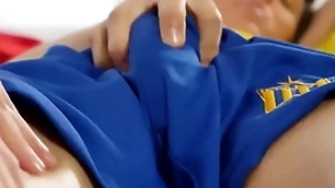 Athletic twink massaging twinks load of shit