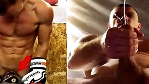 A real russian fighter in training fucks his fisticuffs Highland dress sporran and cums atop gay men's faces...
