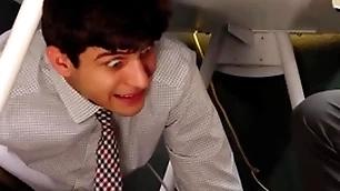 Black boss fucks curmudgeonly office clerks in make an issue of office