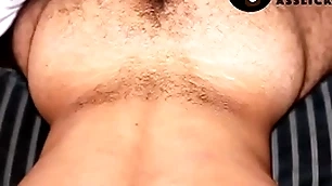 Unconcerned rimming open hairy guys ass