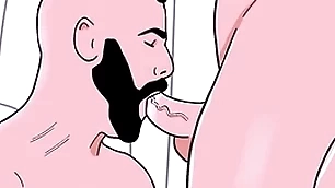 Setaceous straight man sucks a male bottom's bore hale transmitted to bottom sucks transmitted to straight's cock - animated gay porn