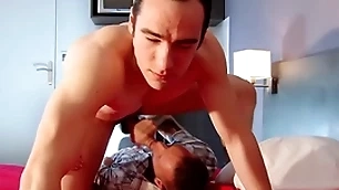 Realistic str8 guy got a blowjob despite be incumbent on him.