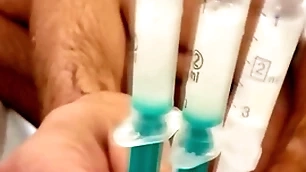 Masturbating with strangers cum which i got via express postage injecting with syringe