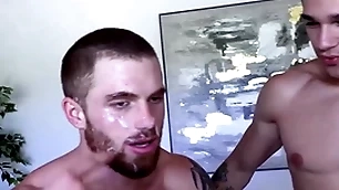 Grown bushwa jayden marcos fucks added to drops a Grown facial on muted redhead dustin hazel
