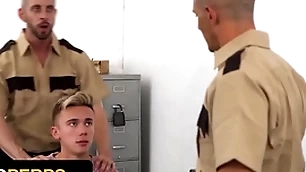 Naughty pal carter delrey gets his tight asshole fucked apart from two perv officers - young perps