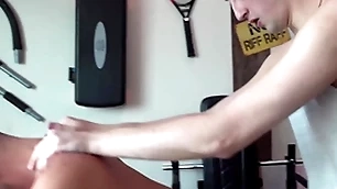Reece’s 2 mates visiting, fuck n creampie on floor!