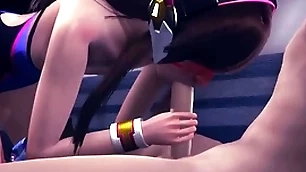 Overwatch yaoi femboy - d.va handjob & blowjob - japanese asian manga anime game porn careless