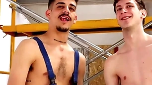 Electric drill machine destroys friends asshole! hardcore twinks down massive dildos